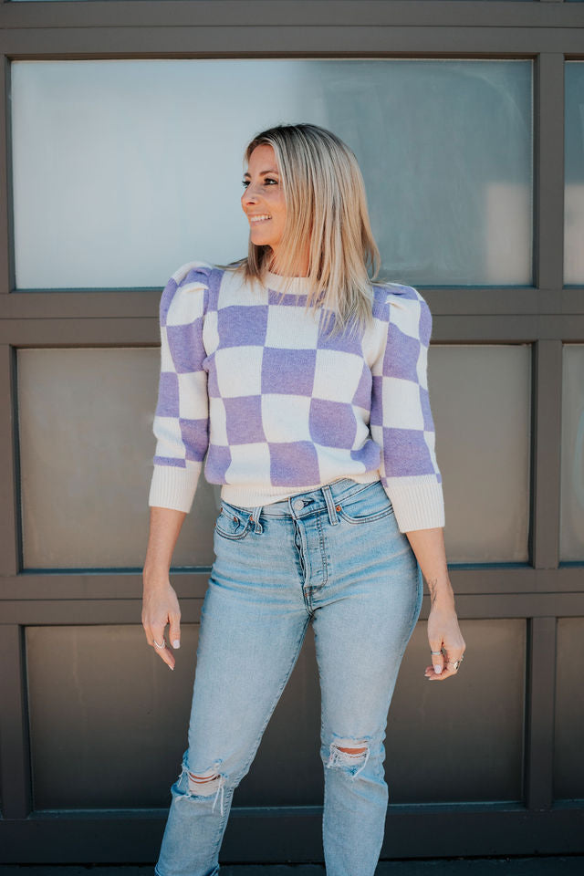 Sweet Company Checker Print Sweater