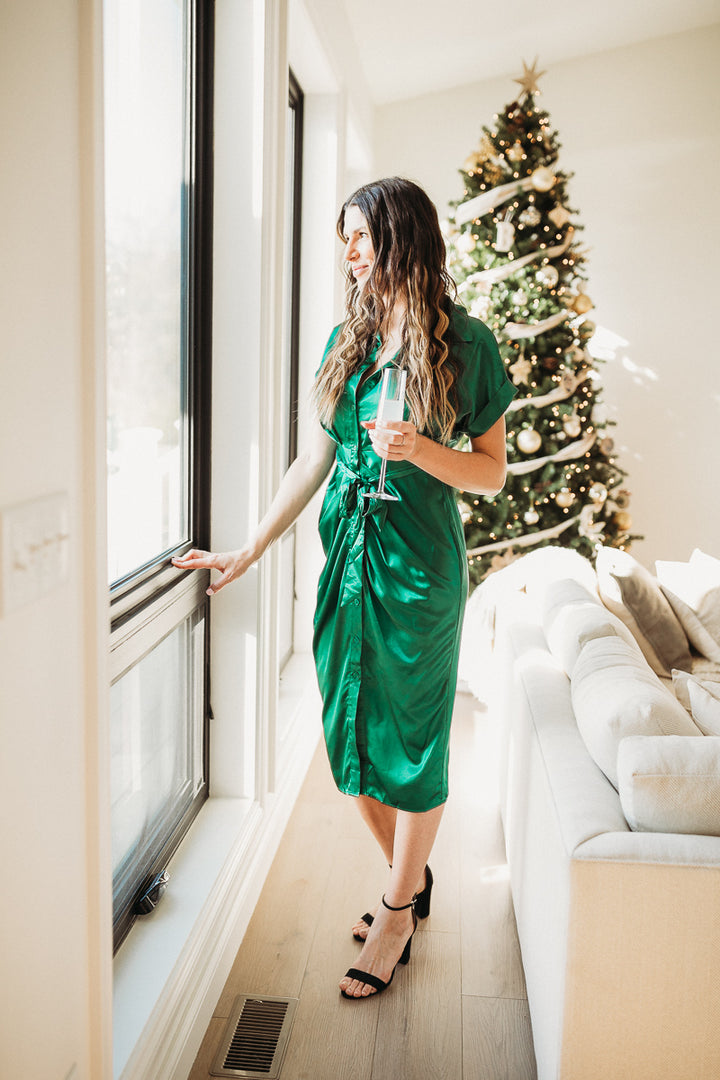 Green Holiday Party Dress